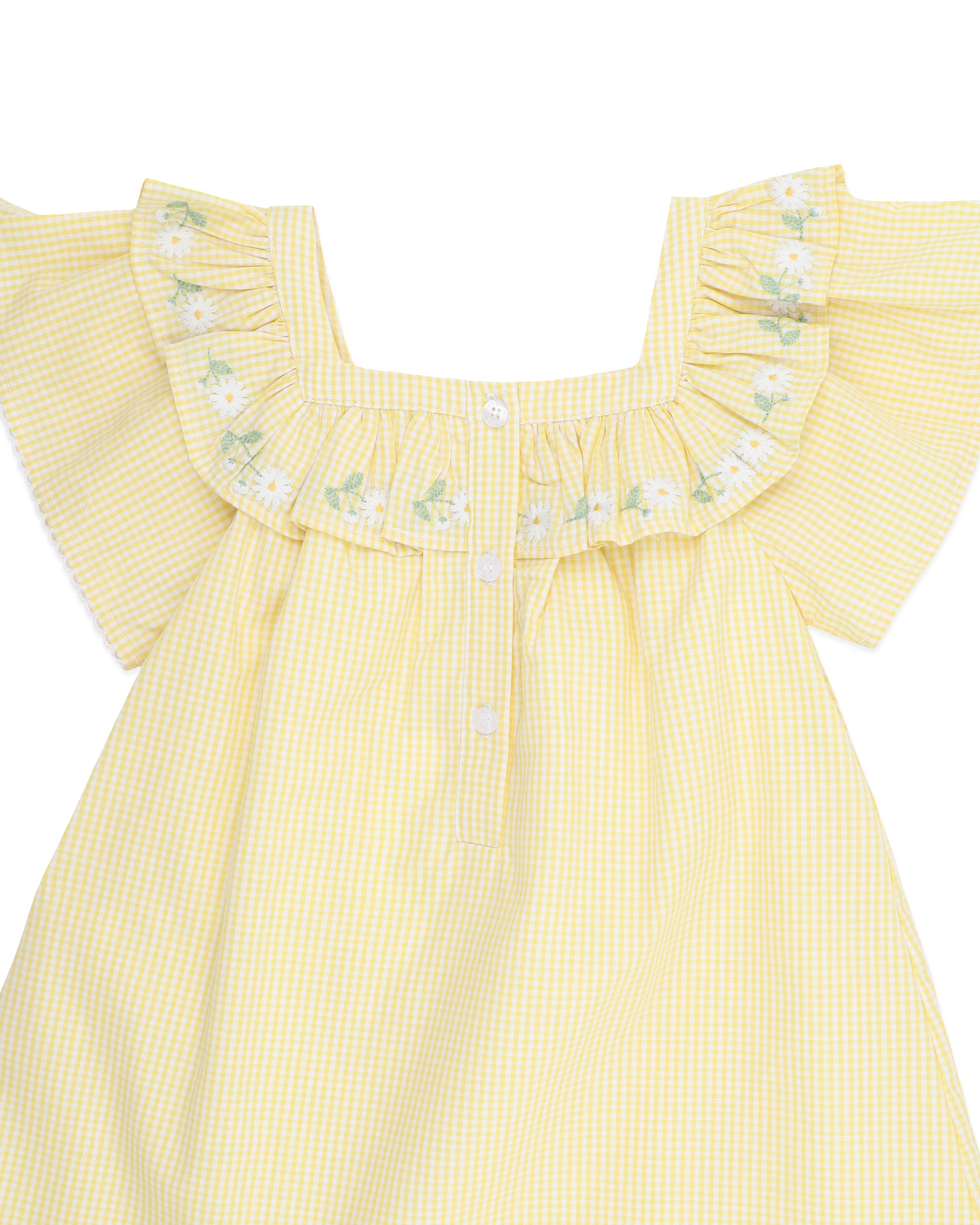 Libby Check Dress W Emb Yoke 1-7Y