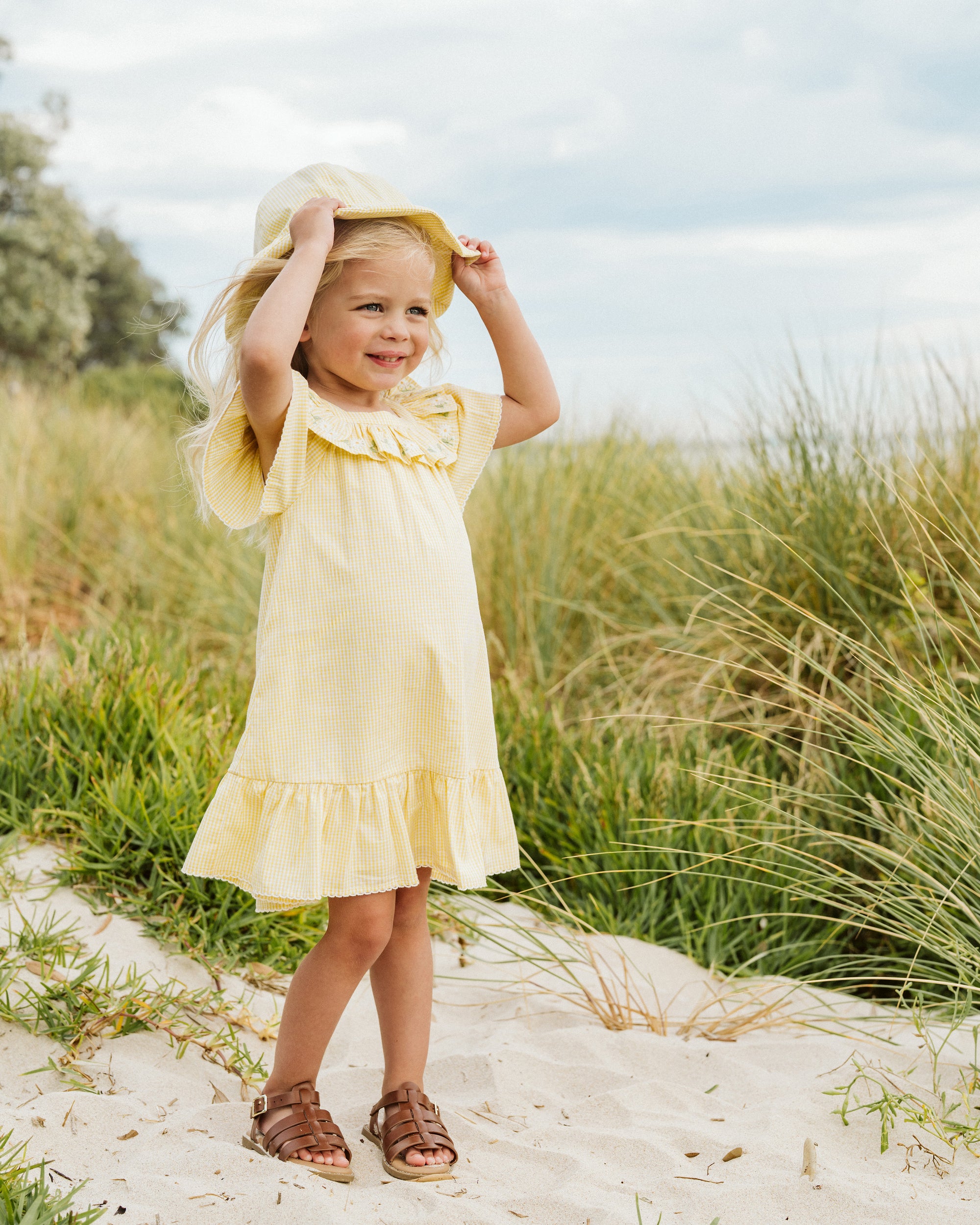 Libby Check Dress W Emb Yoke 1-7Y