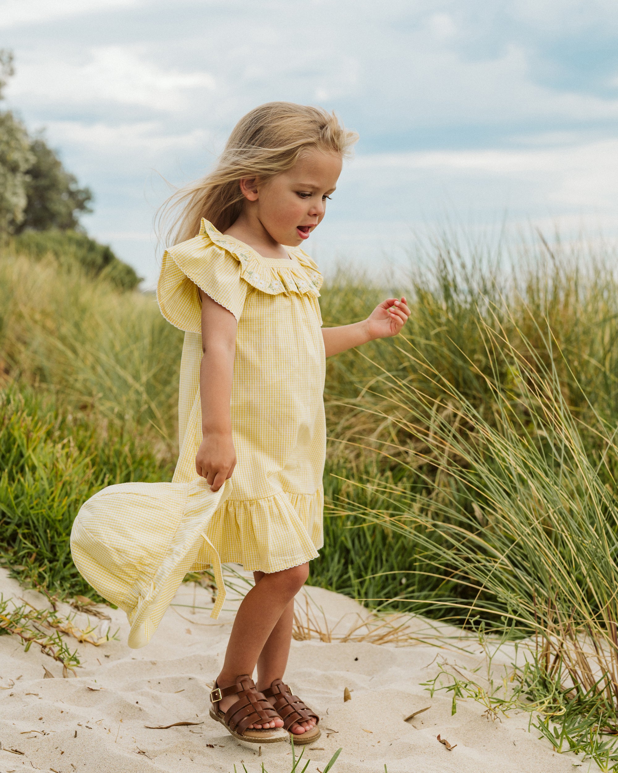 Libby Check Dress W Emb Yoke 1-7Y