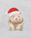Bebe Christmas Wombat Bodysuit - Grey Stripe
