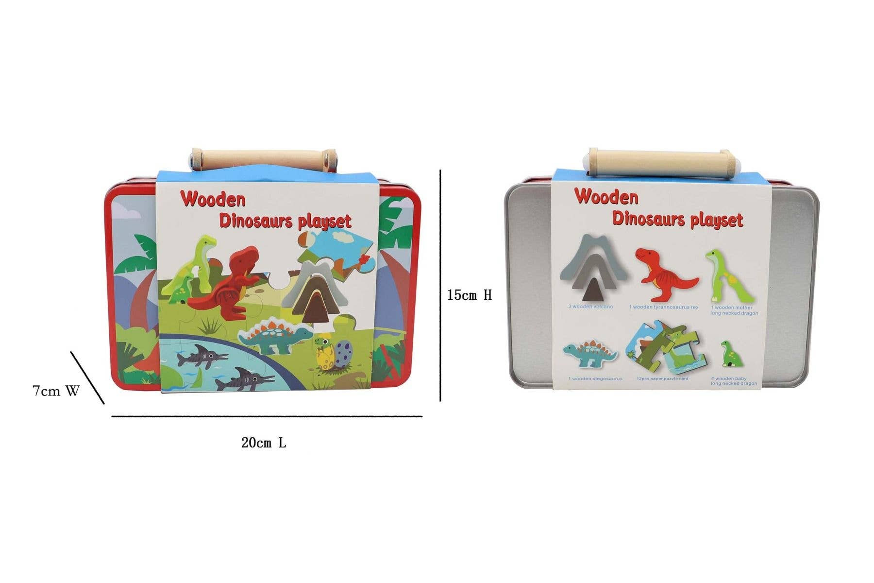 Dinosaur Playset with Puzzle In Tin