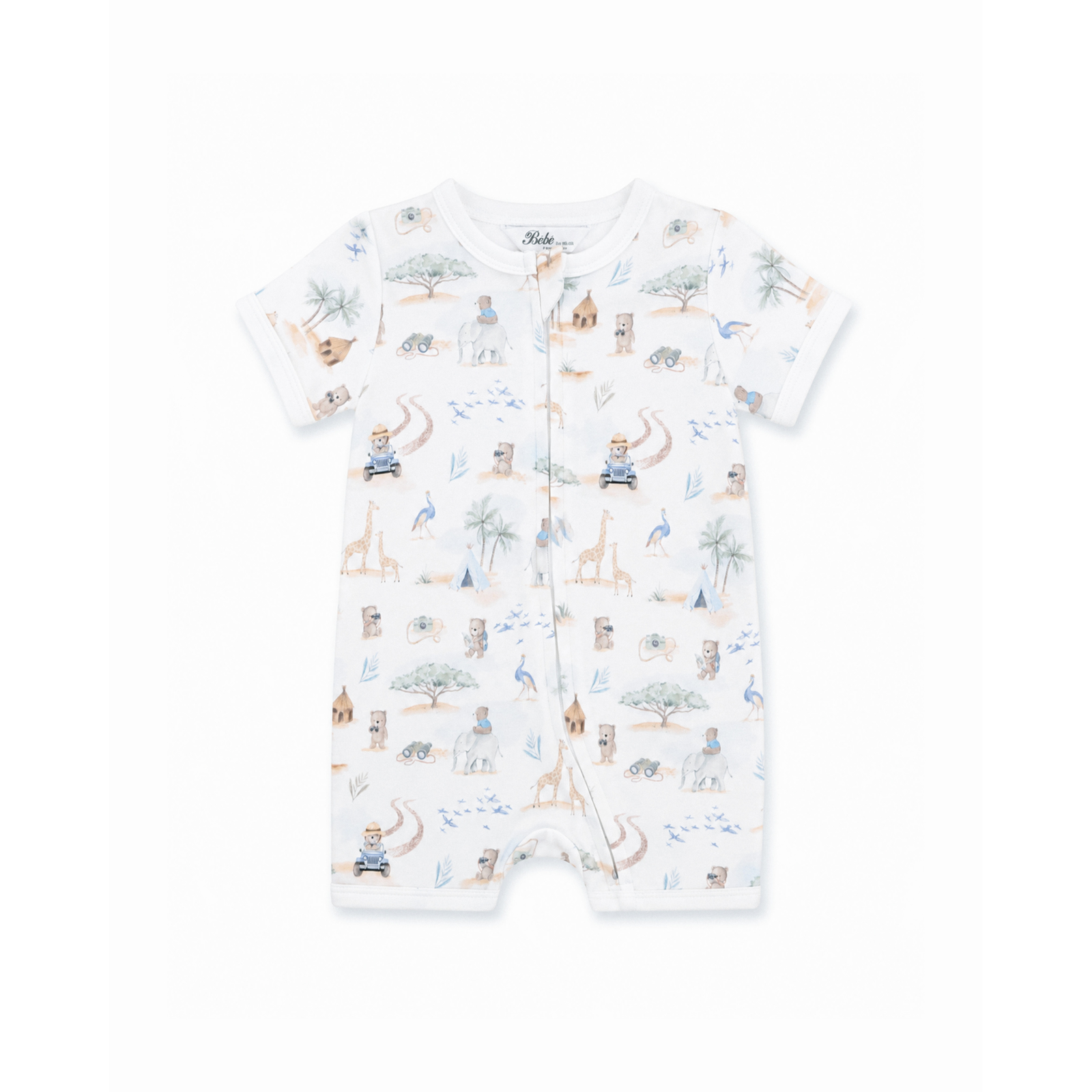 Bebe Brady Organic Ss ZIP Romper - Brady Print