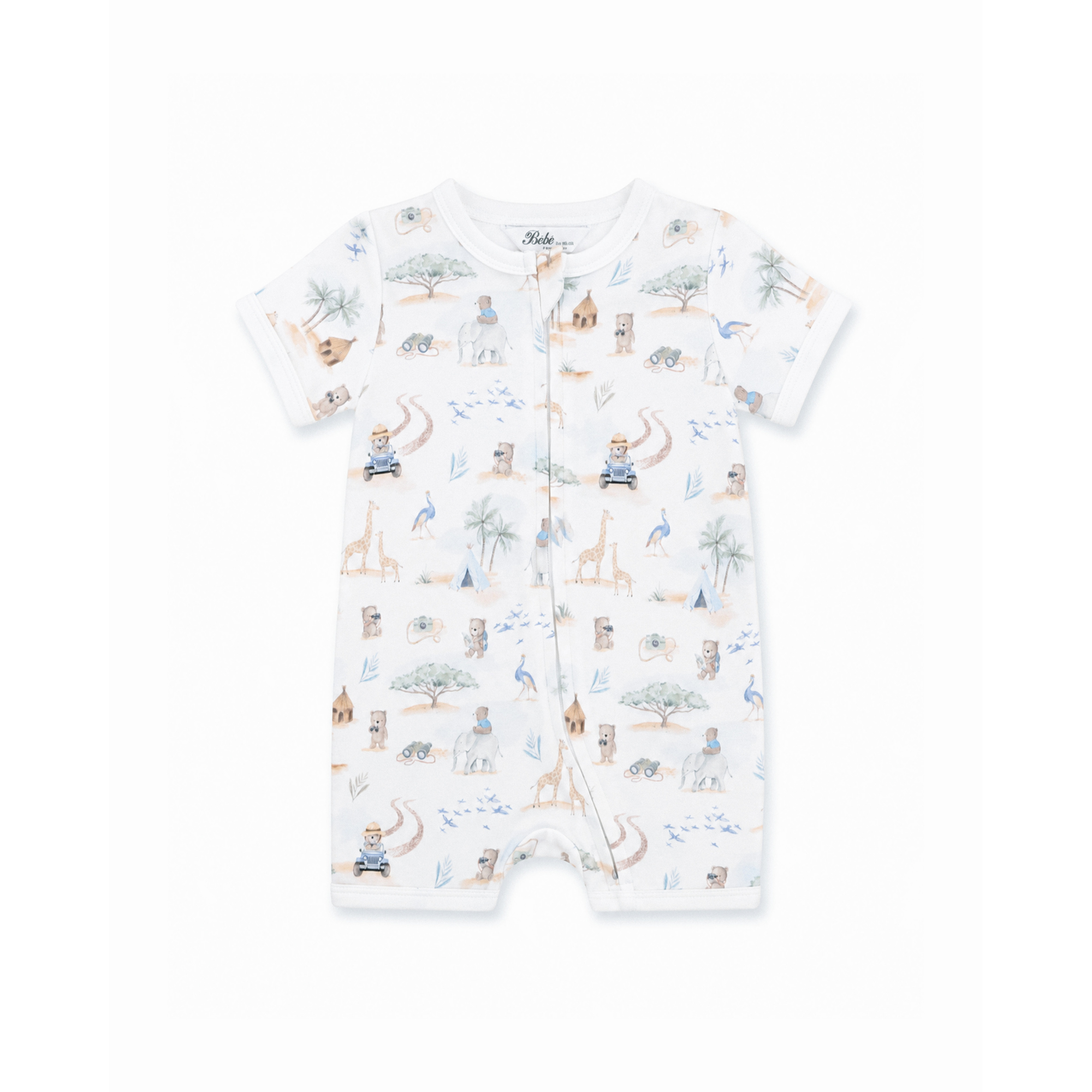 Bebe Brady Organic Ss ZIP Romper - Brady Print