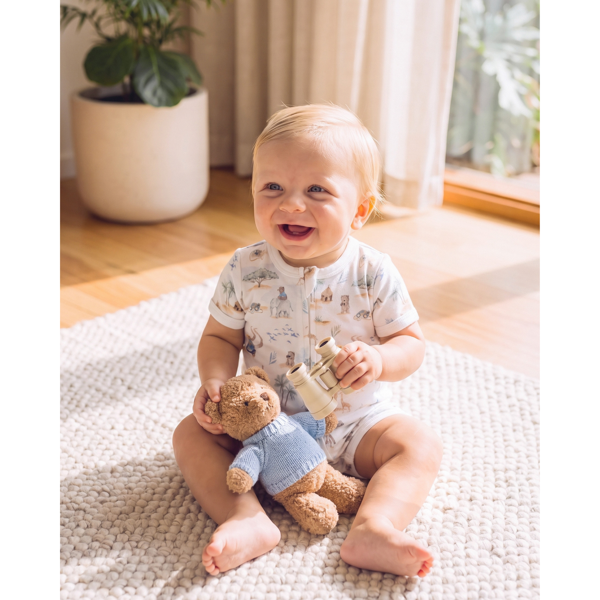 Bebe Brady Organic Ss ZIP Romper - Brady Print