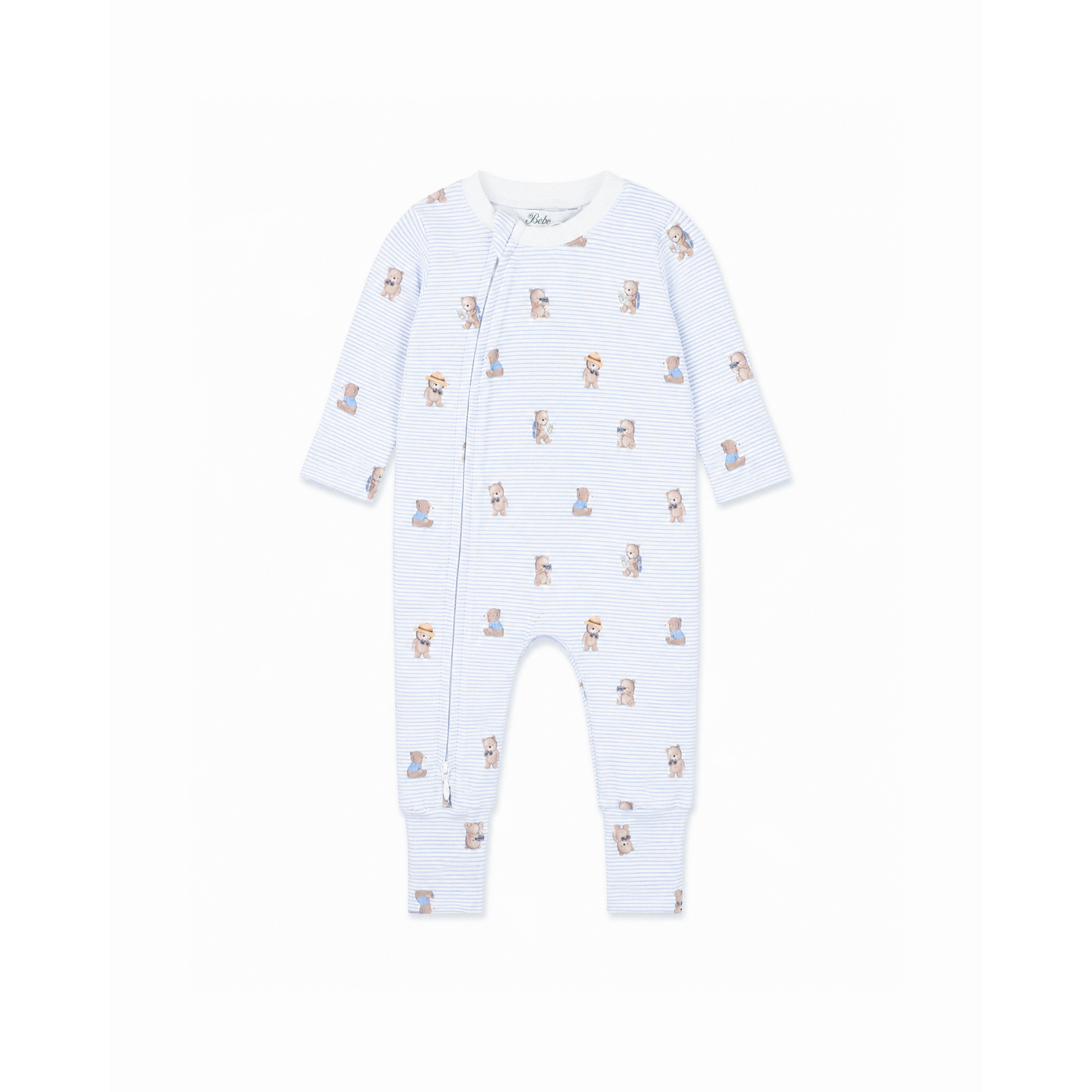 Bebe Brady Stripe Organic Ls Zipsuit - Brady Stripe