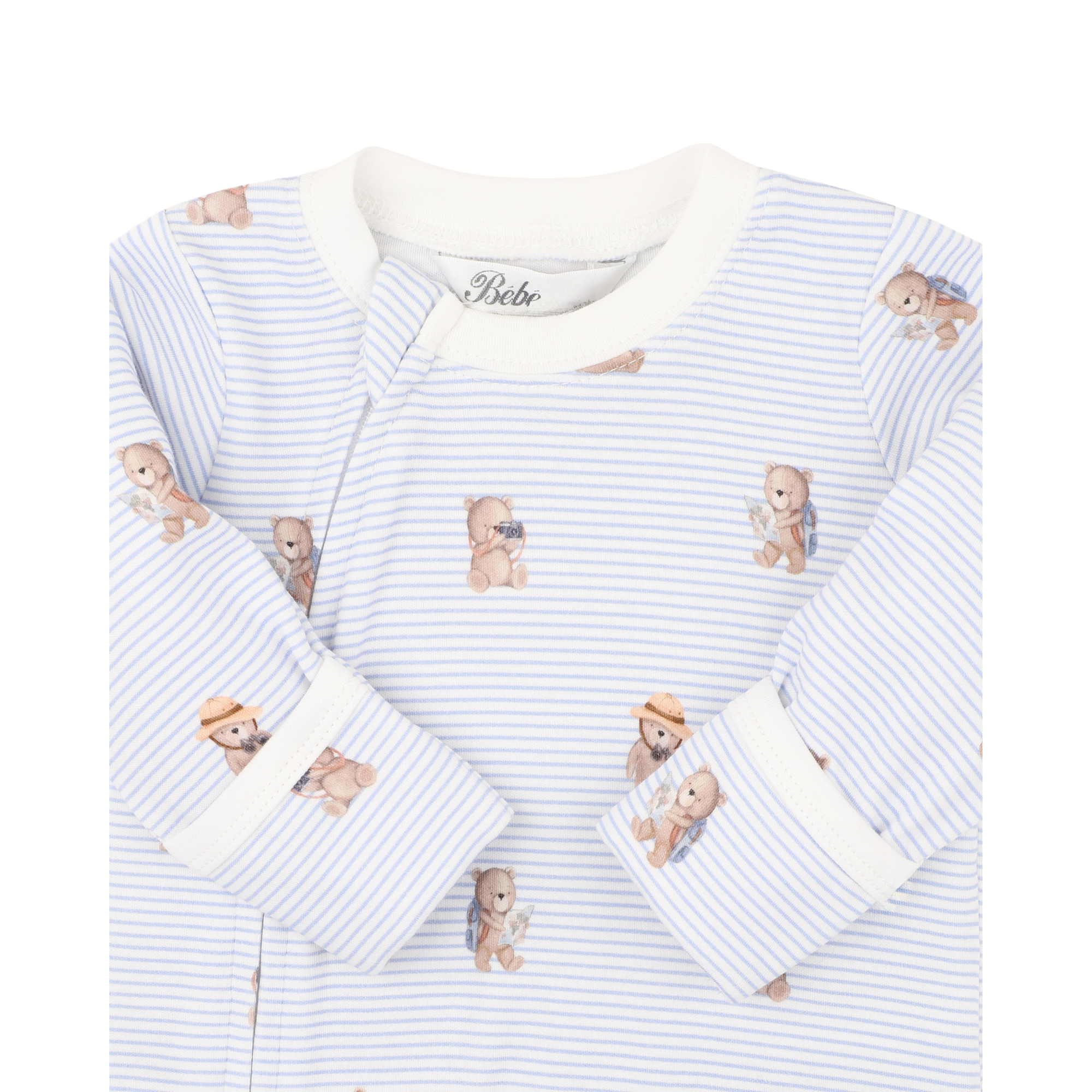 Bebe Brady Stripe Organic Ls Zipsuit - Brady Stripe