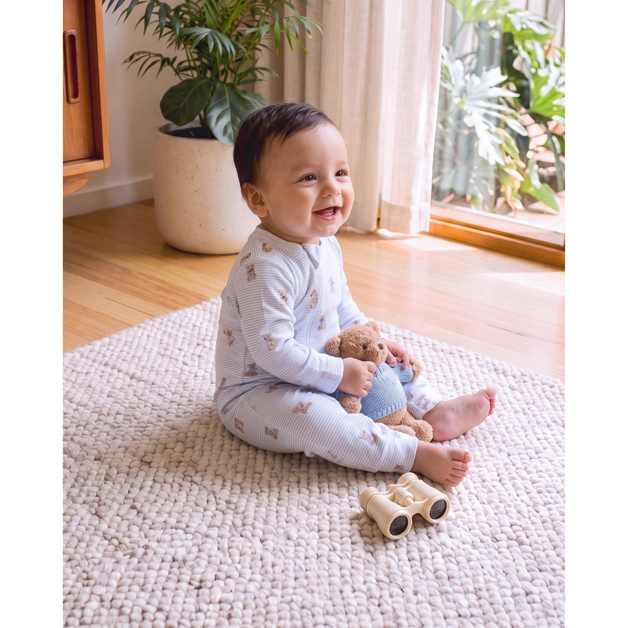Bebe Brady Stripe Organic Ls Zipsuit - Brady Stripe