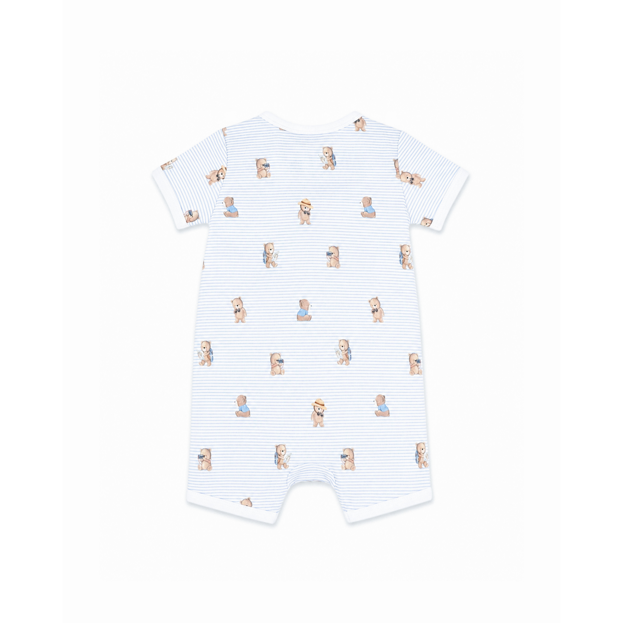 Bebe Brady Stripe Organic Ss ZIP Romper - Brady Stripe