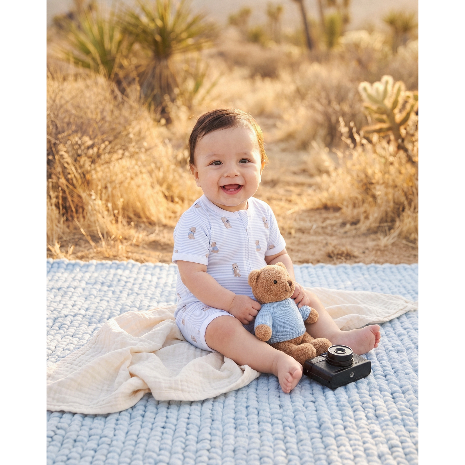 Bebe Brady Stripe Organic Ss ZIP Romper - Brady Stripe