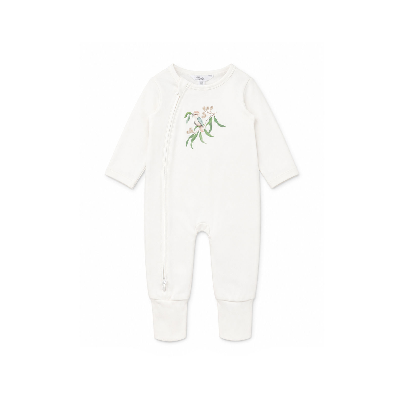 Bebe Taylor Organic Ls Kookaburra Zipsuit - Cloud