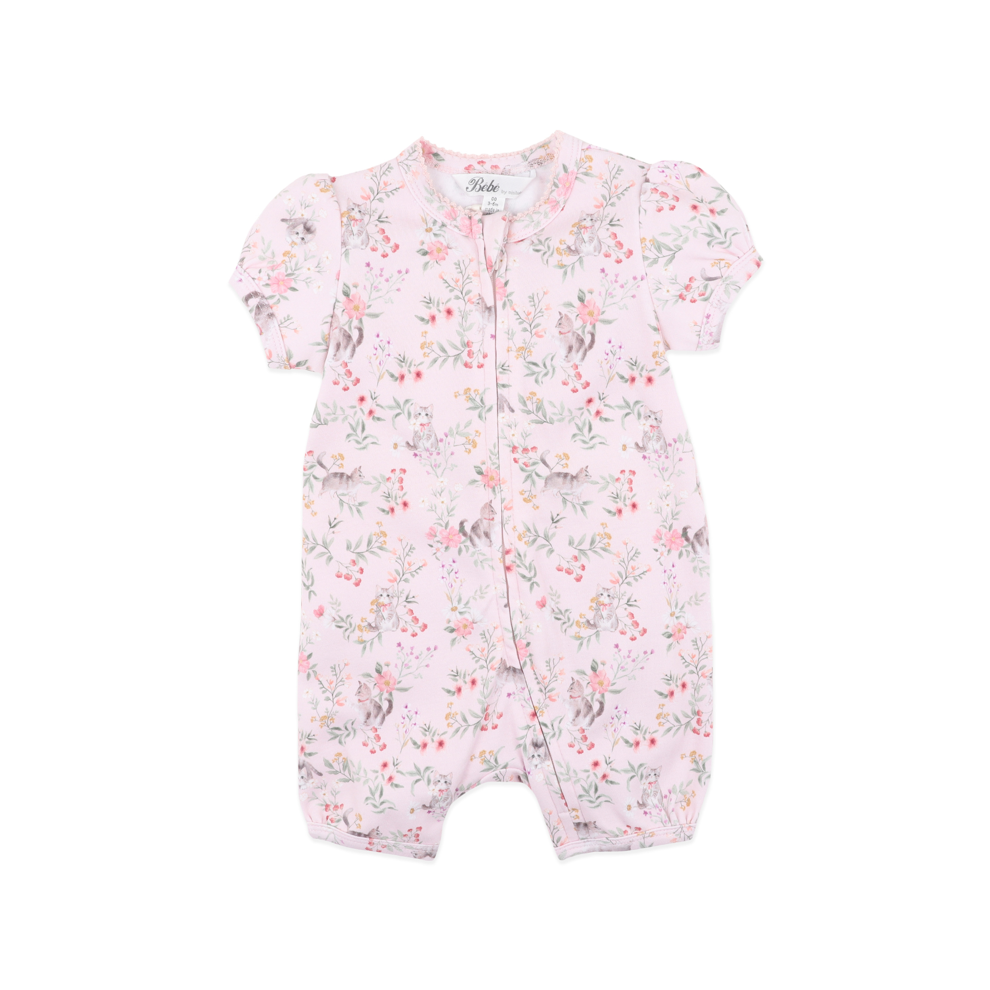 Bebe Willa Organic Ss ZIP Romper - Willa Print