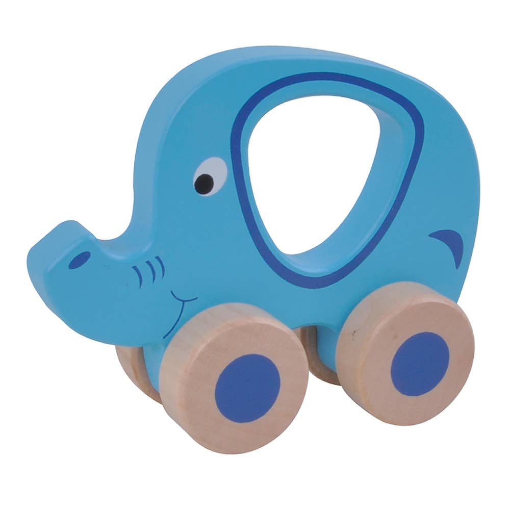 Wooden Push Along Wheelie Elephant