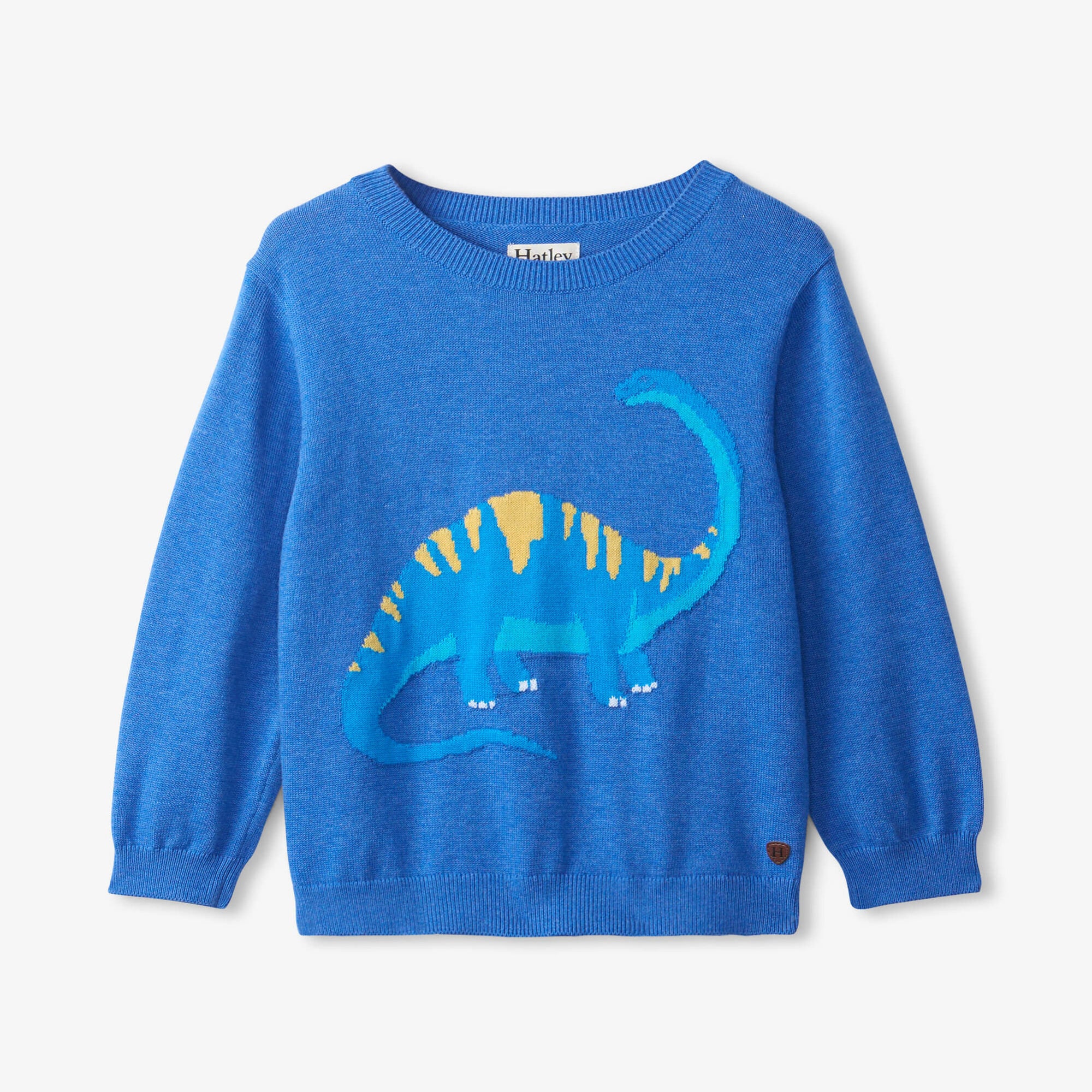Hatley Brontosaurus Crew Neck Sweater - Bright Blue Melagne