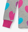 Hatley Fun Hearts Cotton Pyjama Set - Athletic Grey Melange