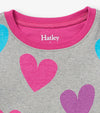 Hatley Fun Hearts Cotton Pyjama Set - Athletic Grey Melange