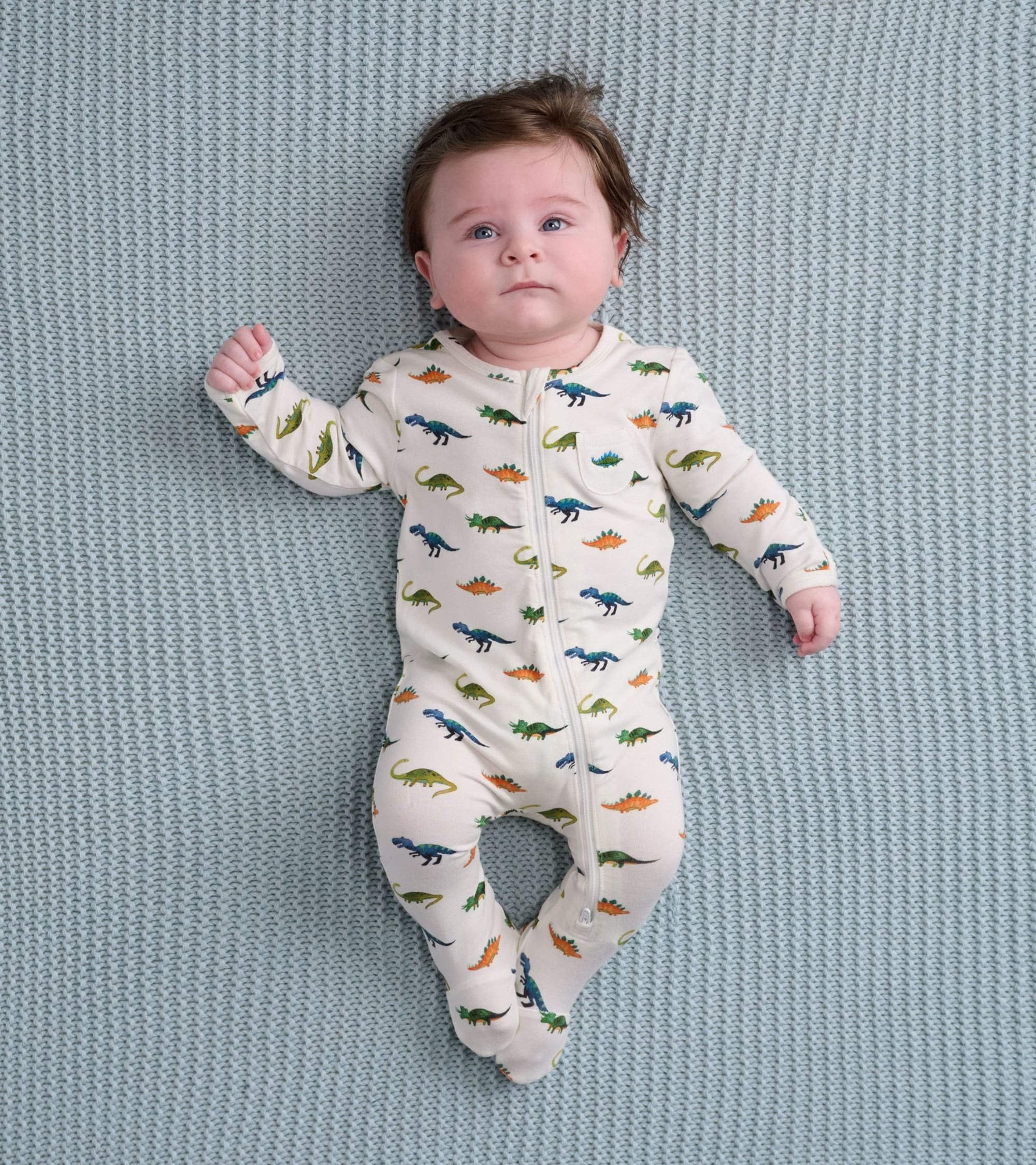 Hatley Painted Dinos Baby Footed Coverall - White