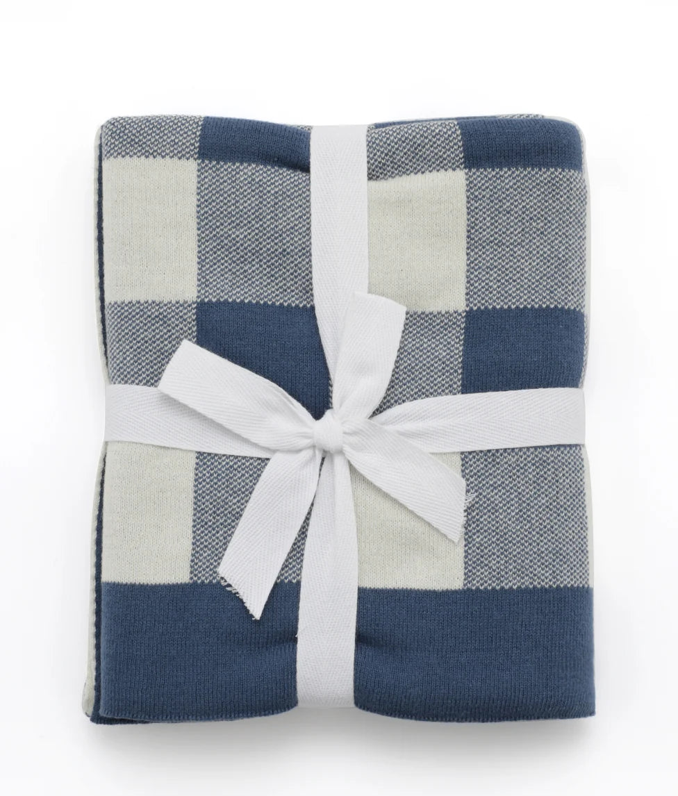 Nana Huchy Gingham Baby Blanket - Blue