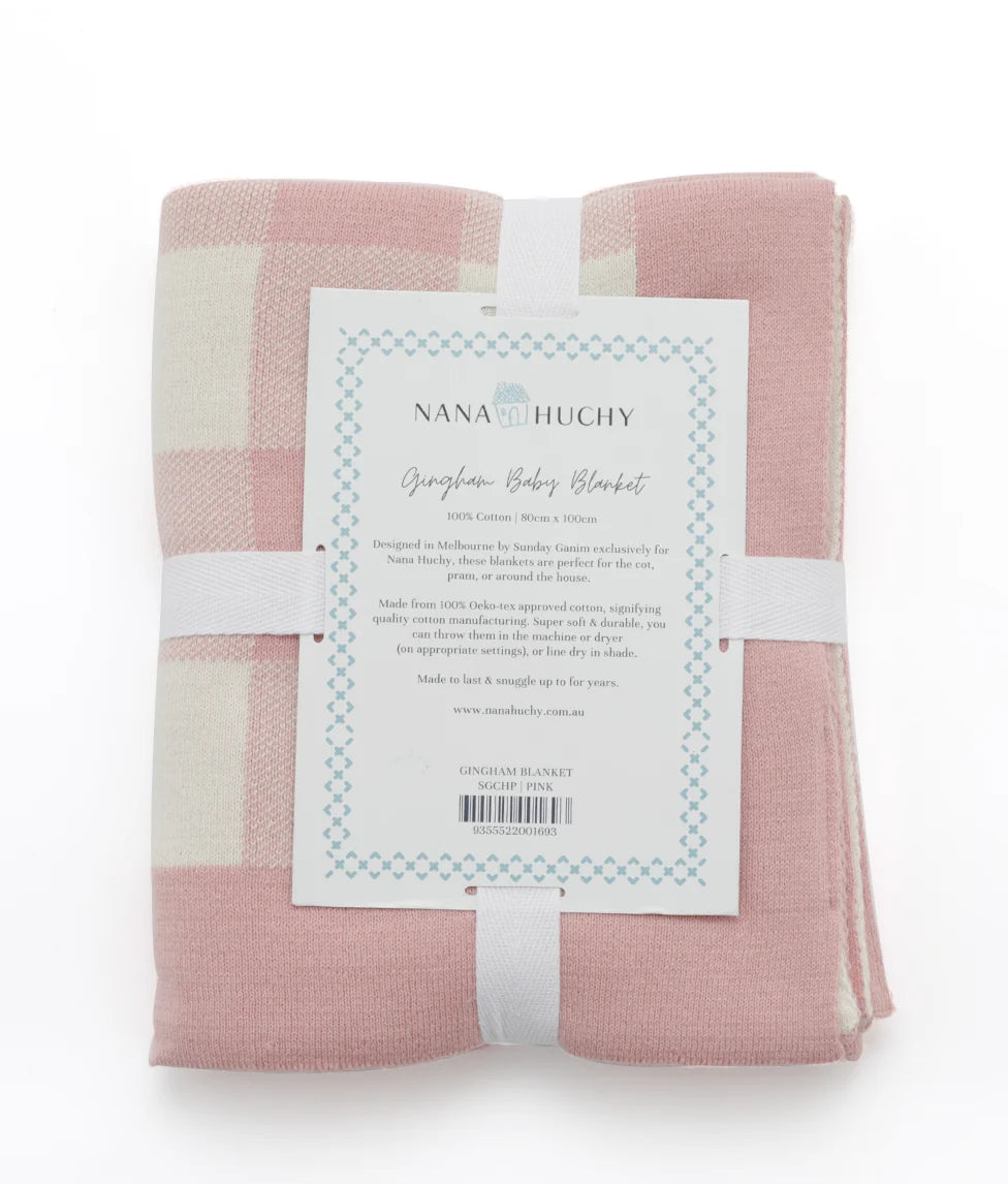 Nana Huchy Gingham Baby Blanket - Pink