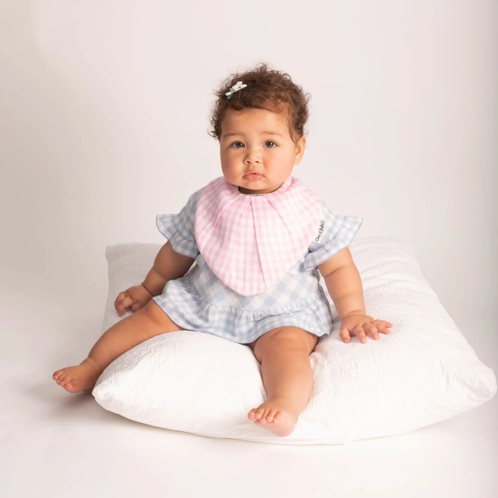 Cleo & Bebe Baby Pink Gingham - Waterproof Bandana Bib