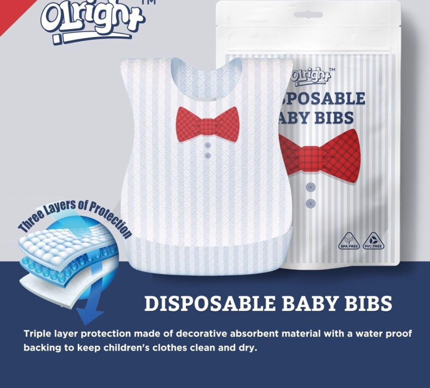 Olright Disposable Baby Bibs - 10 Pack
