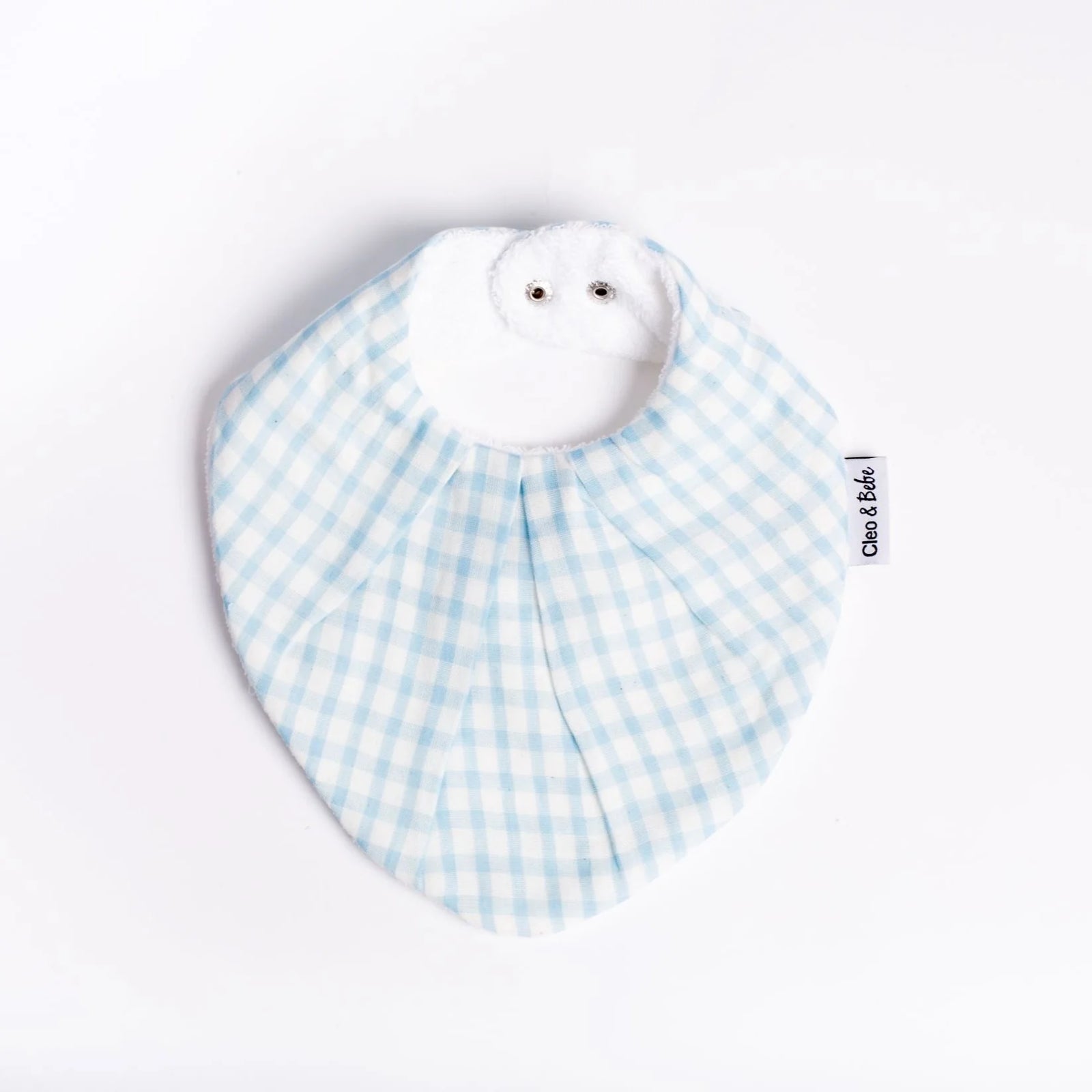 Cleo & Bebe Baby Blue Gingham - Waterproof Bandana Bib