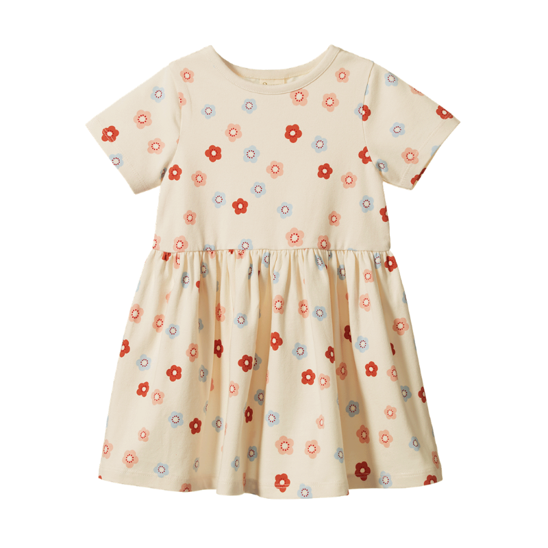 Nature Baby Saturday Dress -  Petite Flora Stamp Print