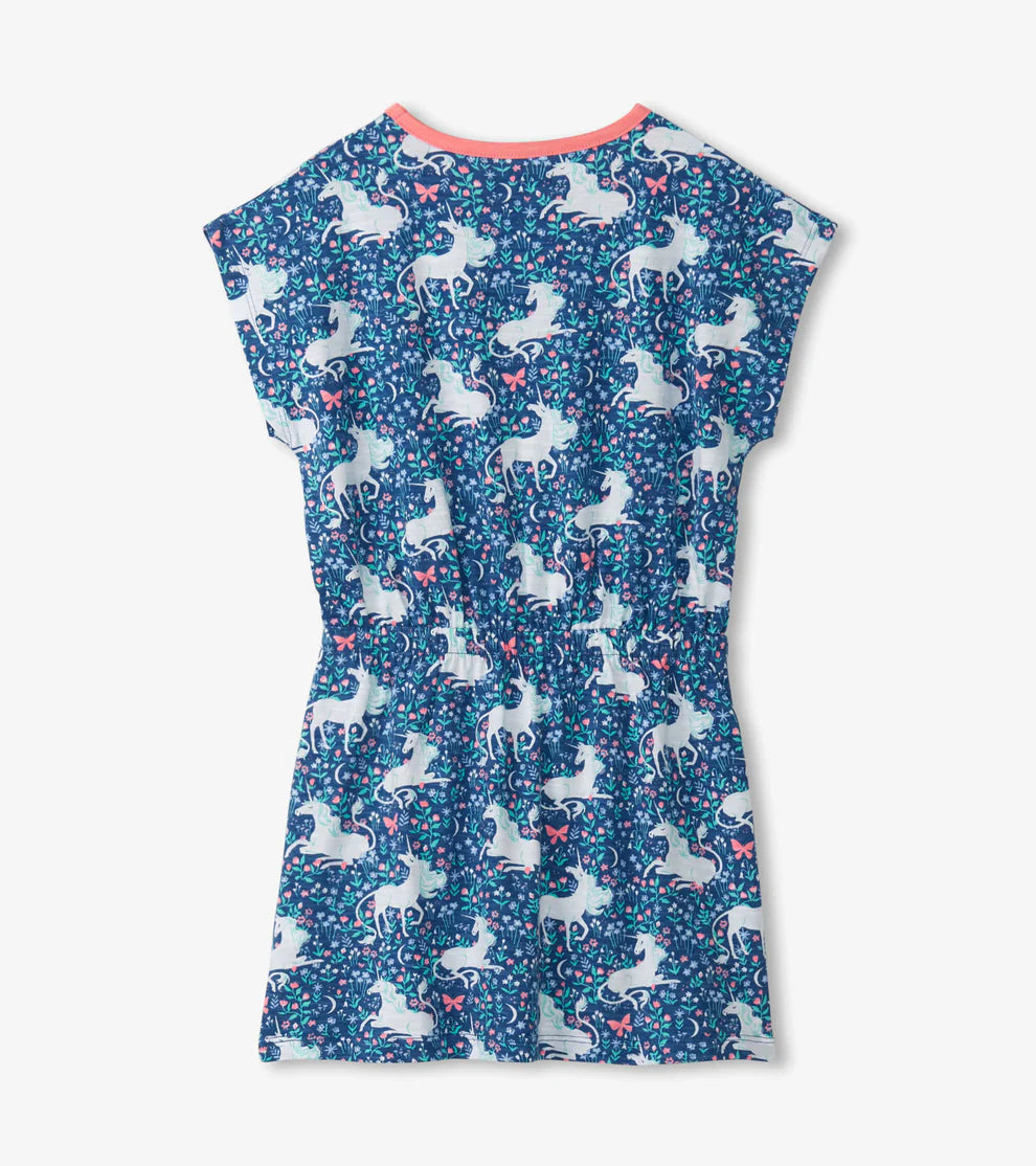 Hatley Unicorn Garden Relaxed Dress - Blue Quartz