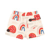 Rock Your Baby Love Bug Rainbow Shorts - Ecru