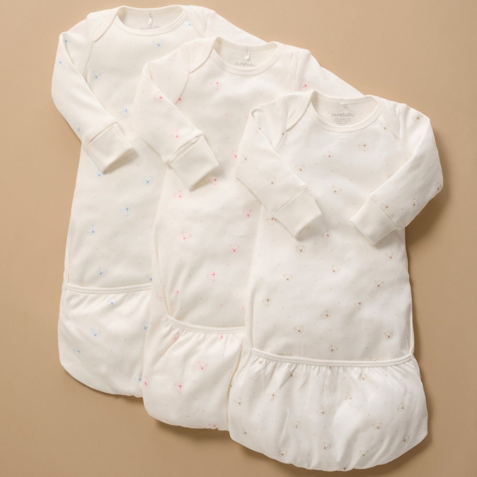 Purebaby Sleepsuit - Vanilla Bear