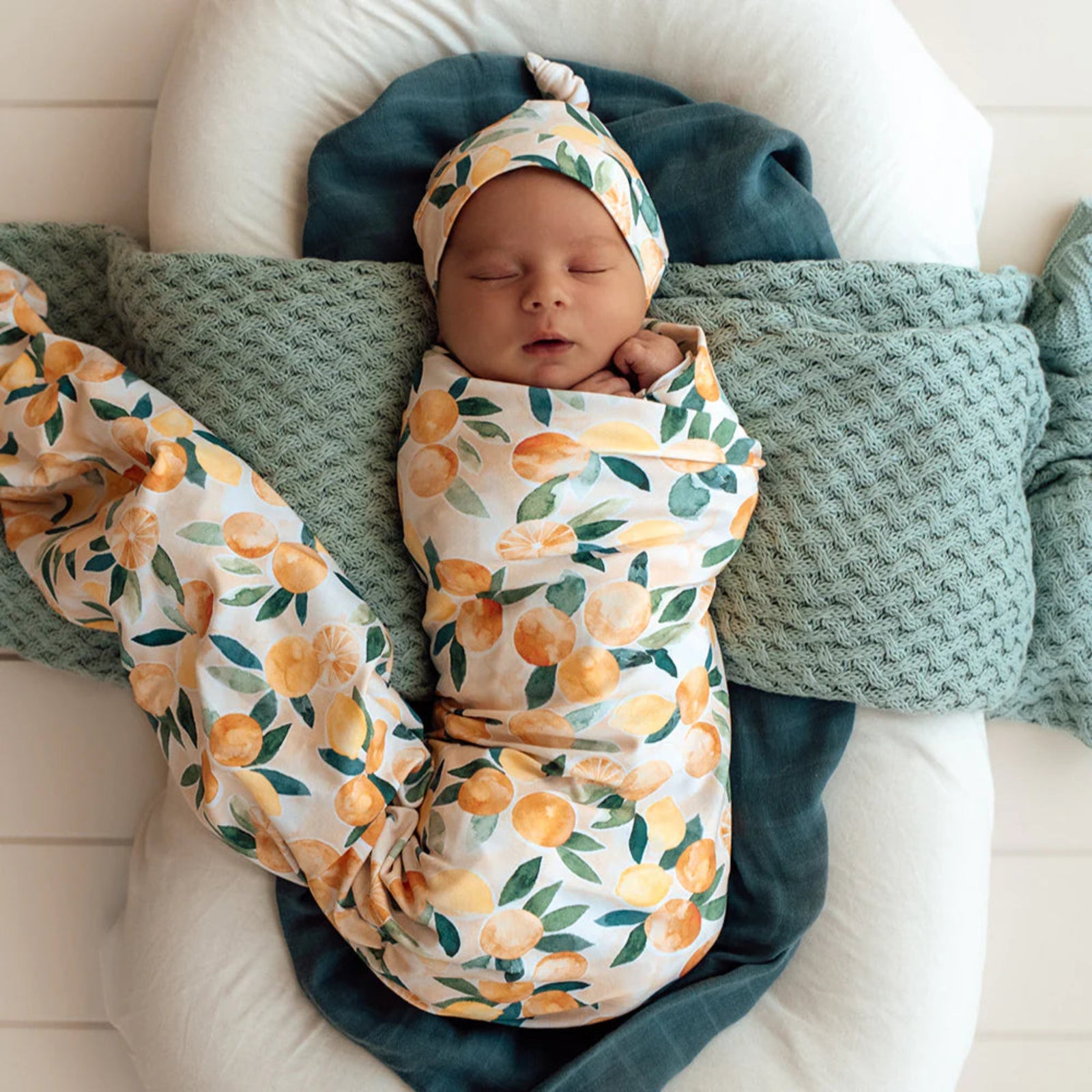 SUNNY CITRUS -Snuggle Hunny Organic Jersey Wrap & Beanie Set