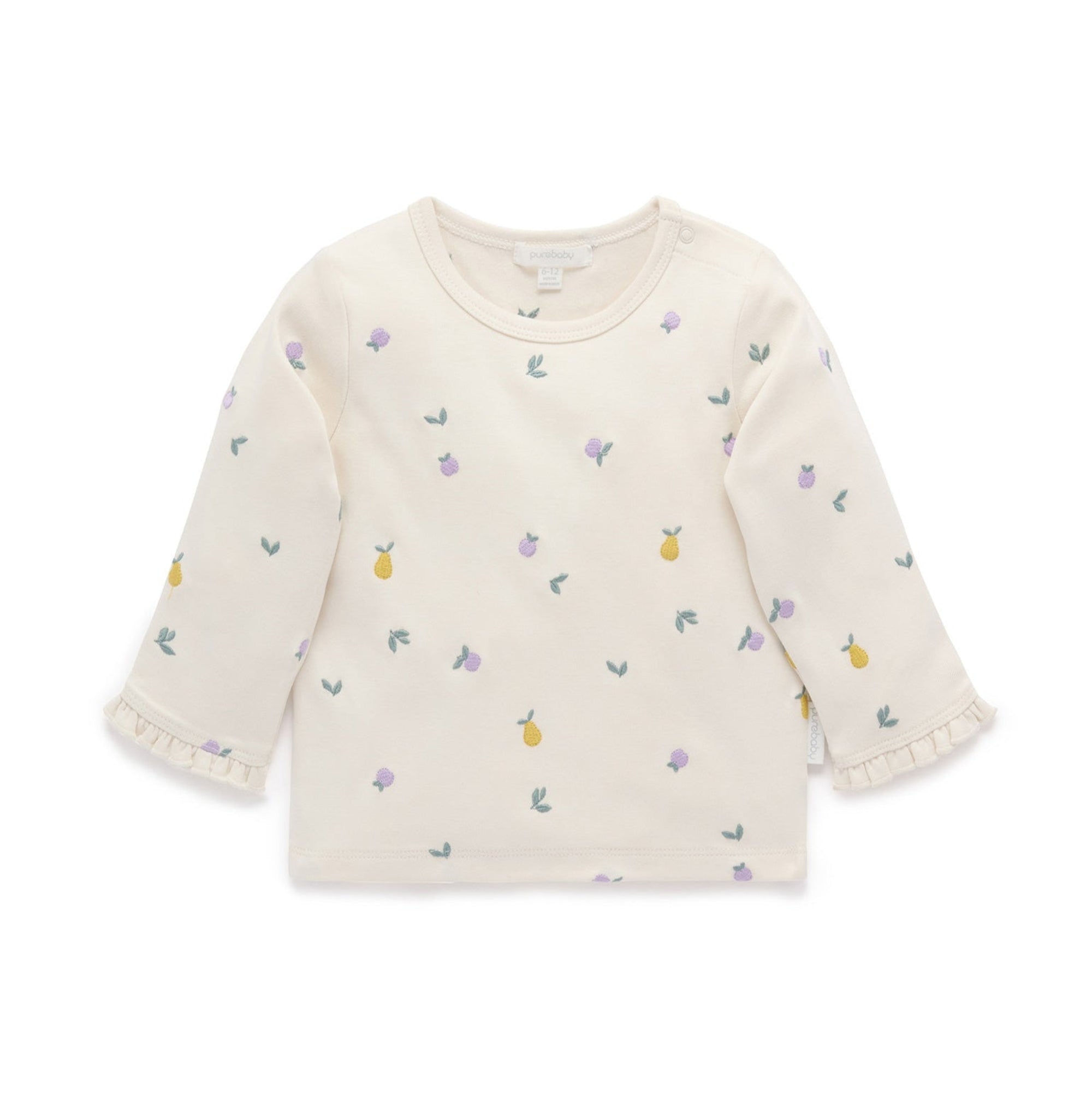 Purebaby Broderie Layering Top - Apple & Pear Broderie