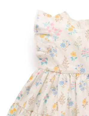 Purebaby Gathered Dress -Posy Print