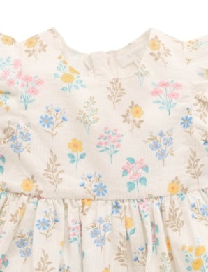 Purebaby Gathered Dress -Posy Print
