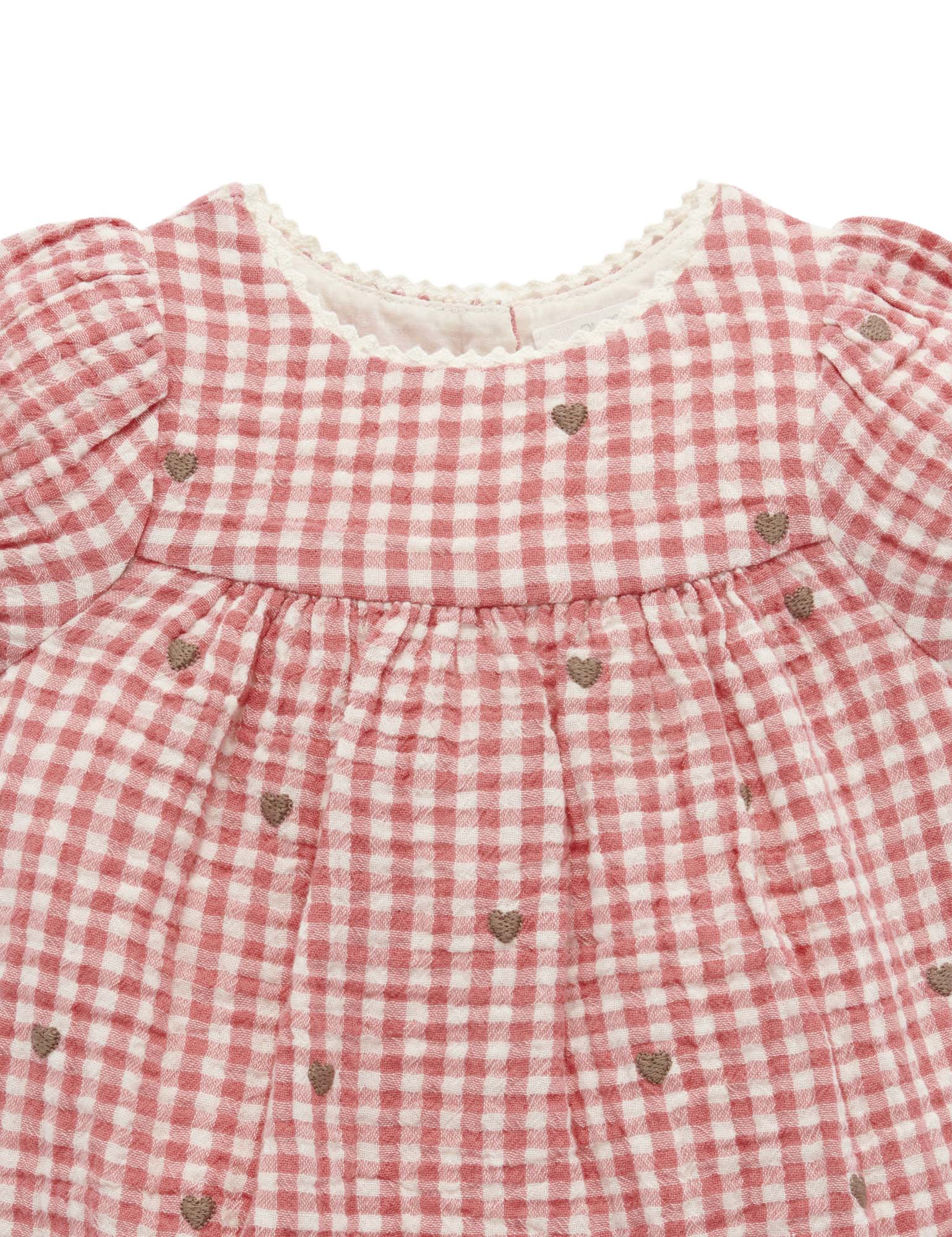 Purebaby Heart Broderie  Embroidered Romper