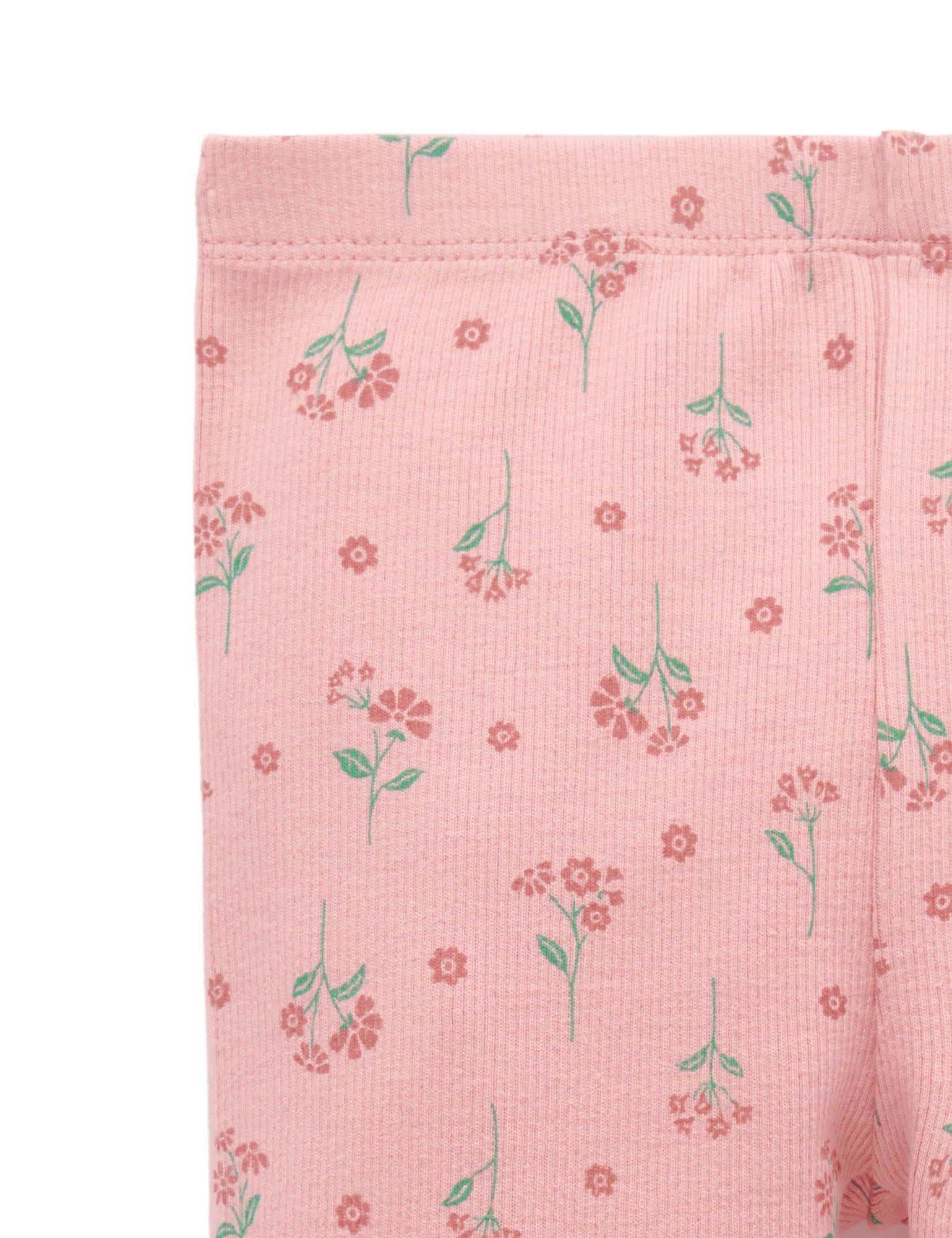 Thick Rib Leggings - Blush Woodland Flower Print