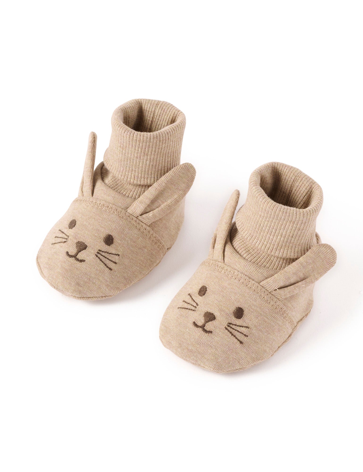 Purebaby Bunny Booties - Mushroom Melange