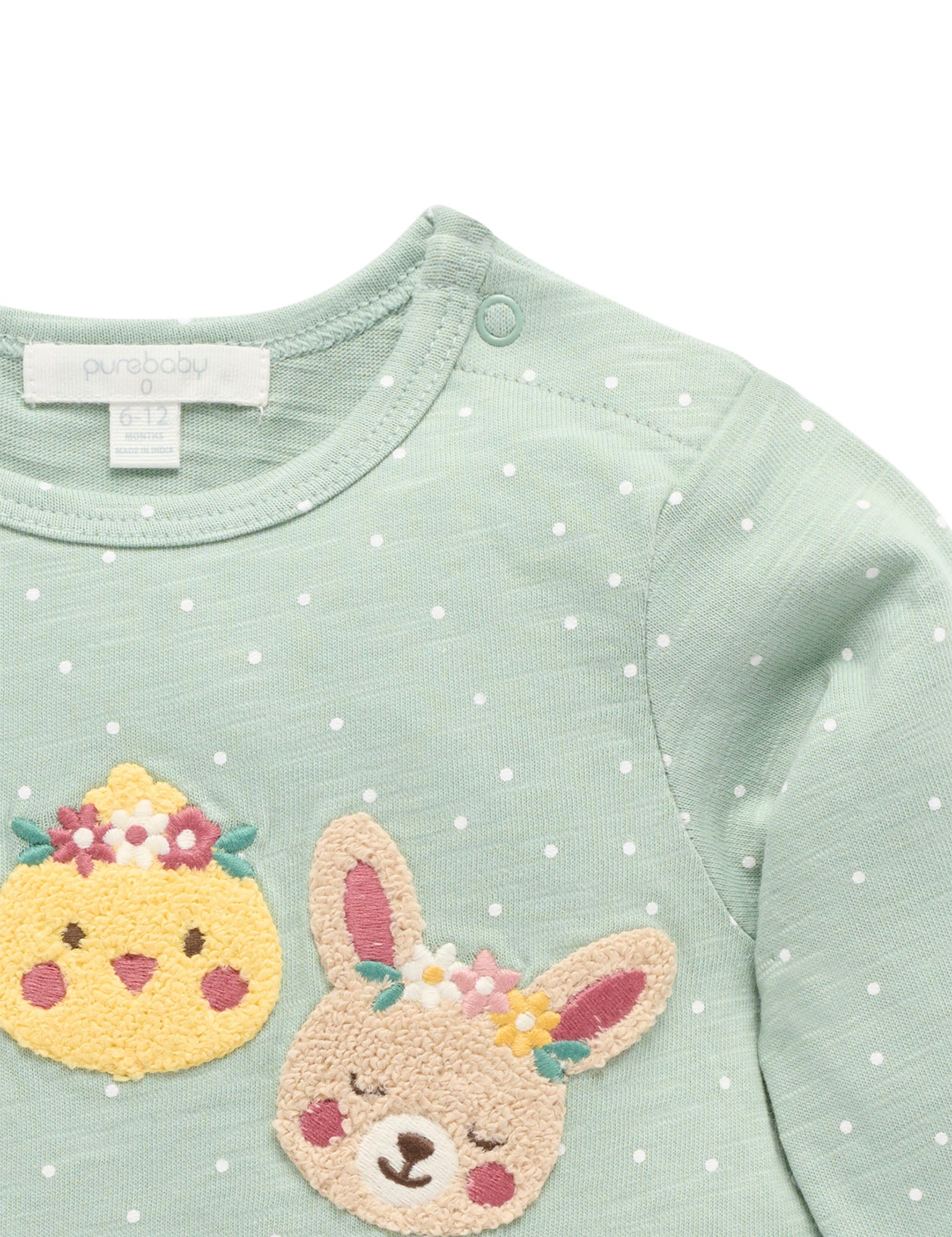 Purebaby Bunny Friends Tee - Sage Mini Spot