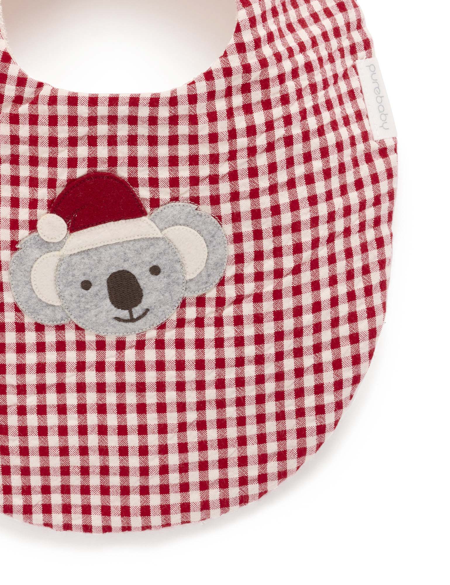 Christmas Gingham Santa Bib