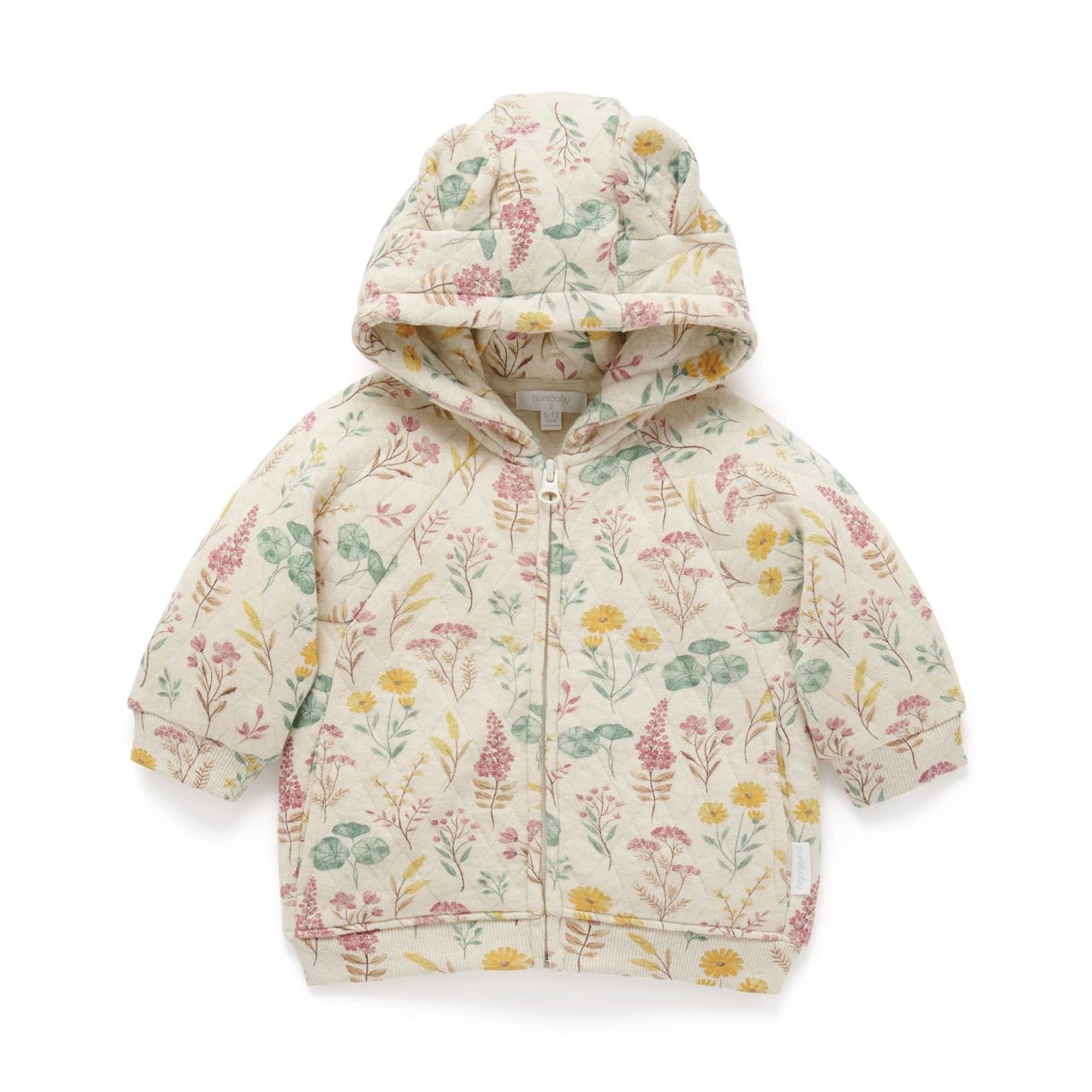 Purebaby Doggy Quilted Lily Pad Print Hoodie