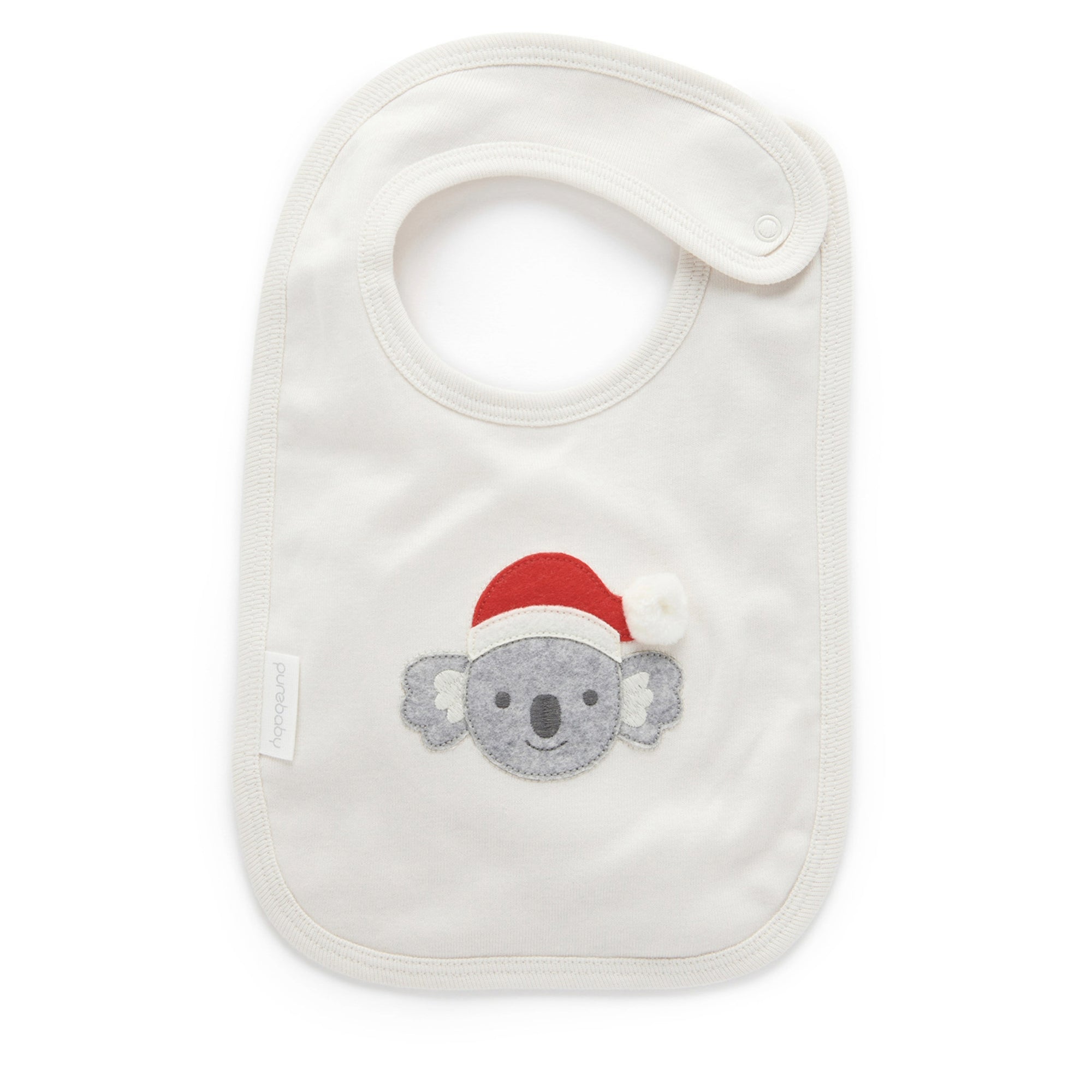 Purebaby Christmas Bib - Cloud &  Vintage Red