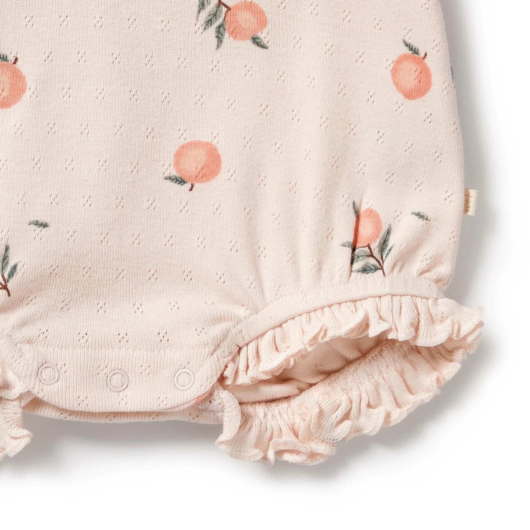 Wilson & Frenchy - Organic Pointelle Ruffle Growsuit Peaches