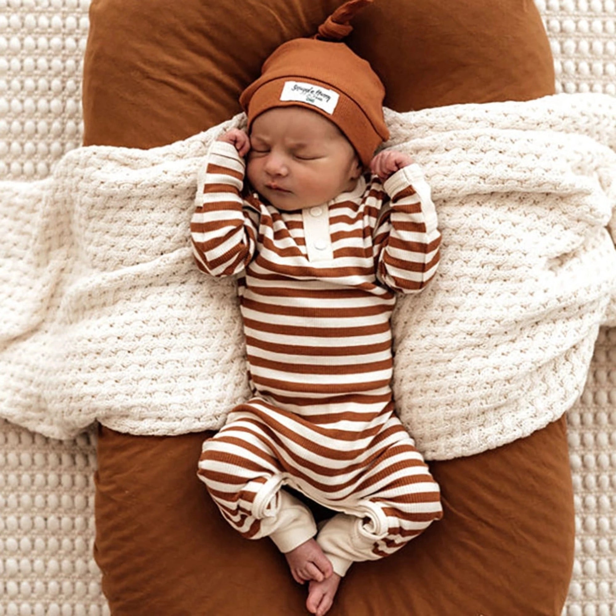 BISCUIT STRIPE - Snuggle Hunny Growsuit -