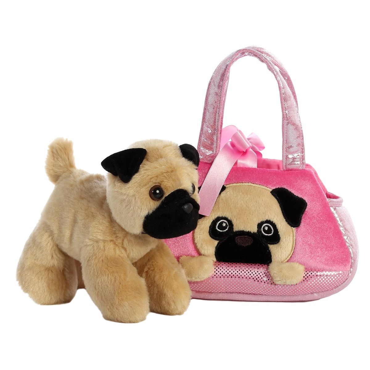 Fancy Pals Pug in a Pink Pug Bag