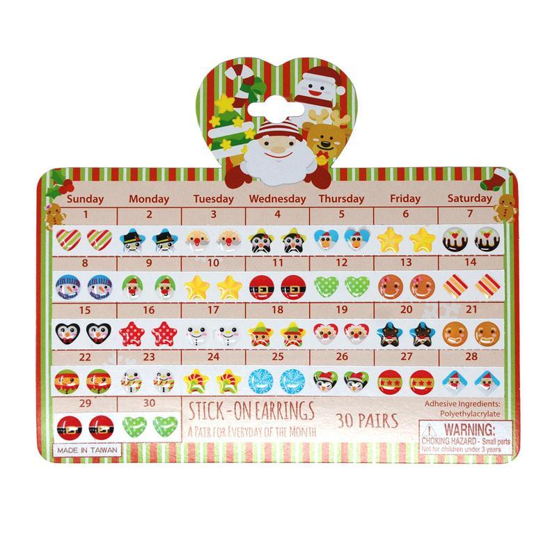 30 Day Christmas Stick On Earrings - Toys - Pink poppy