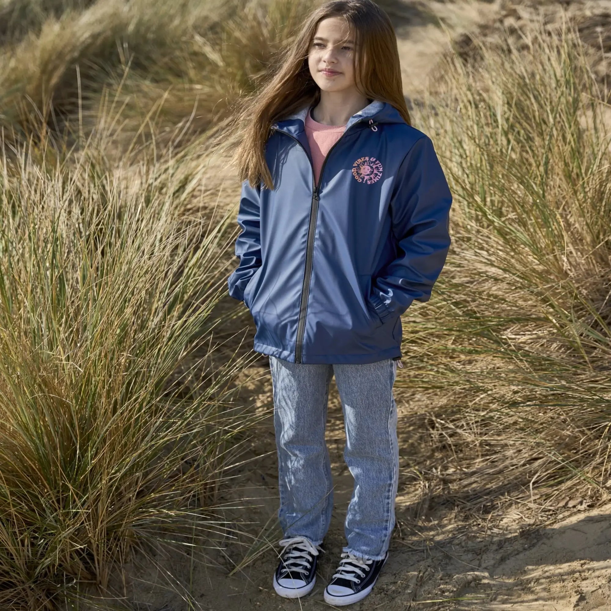 Alphabet Soup Balance Raincoat - Navy