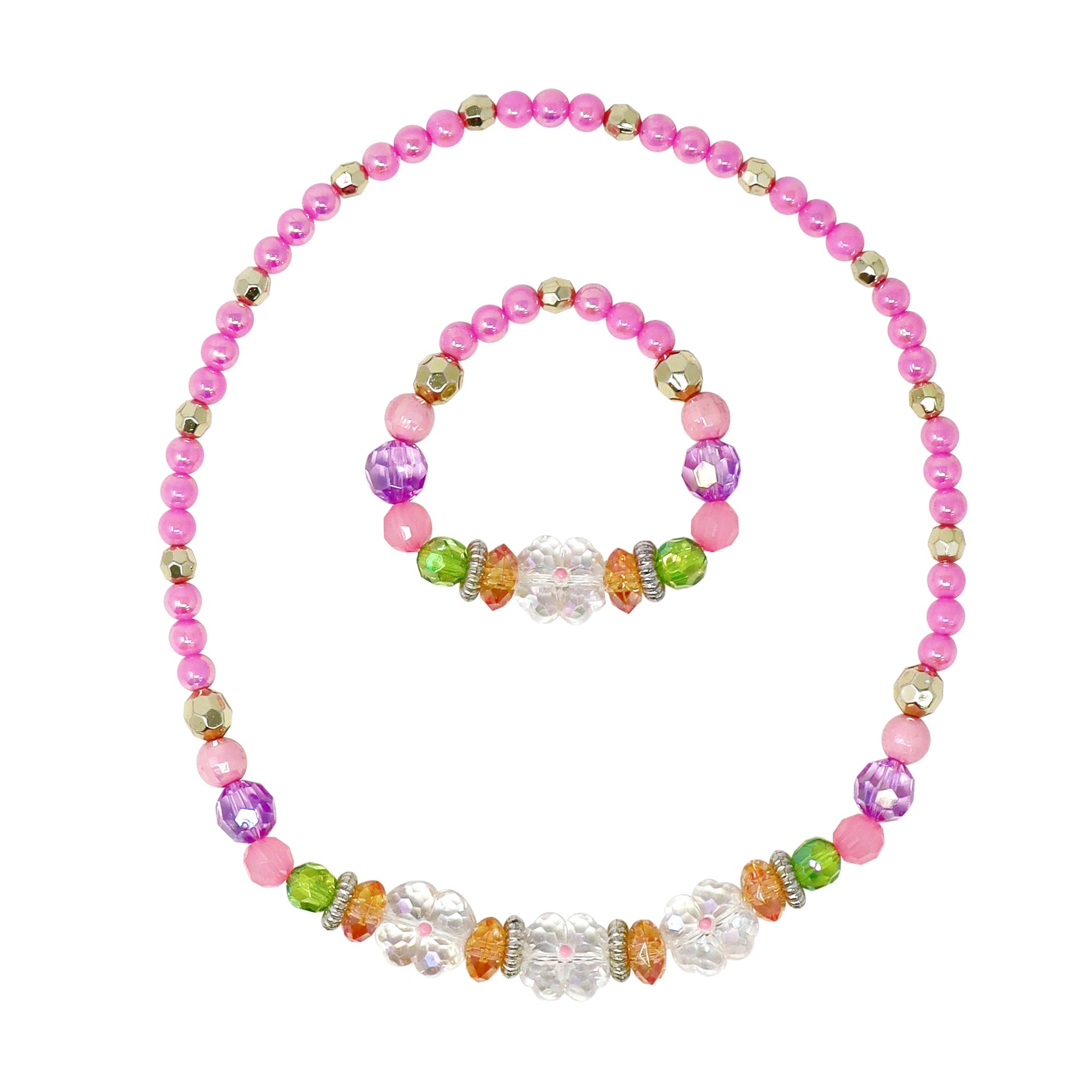 Pixie Fantasy Flower Stretch Beaded Necklace and Bracelet Set