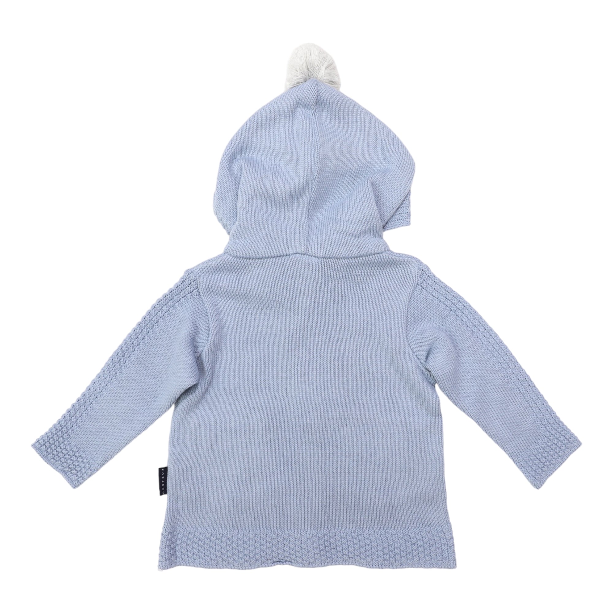 Korango Hood Lined Knit Jacket - Dusty Blue