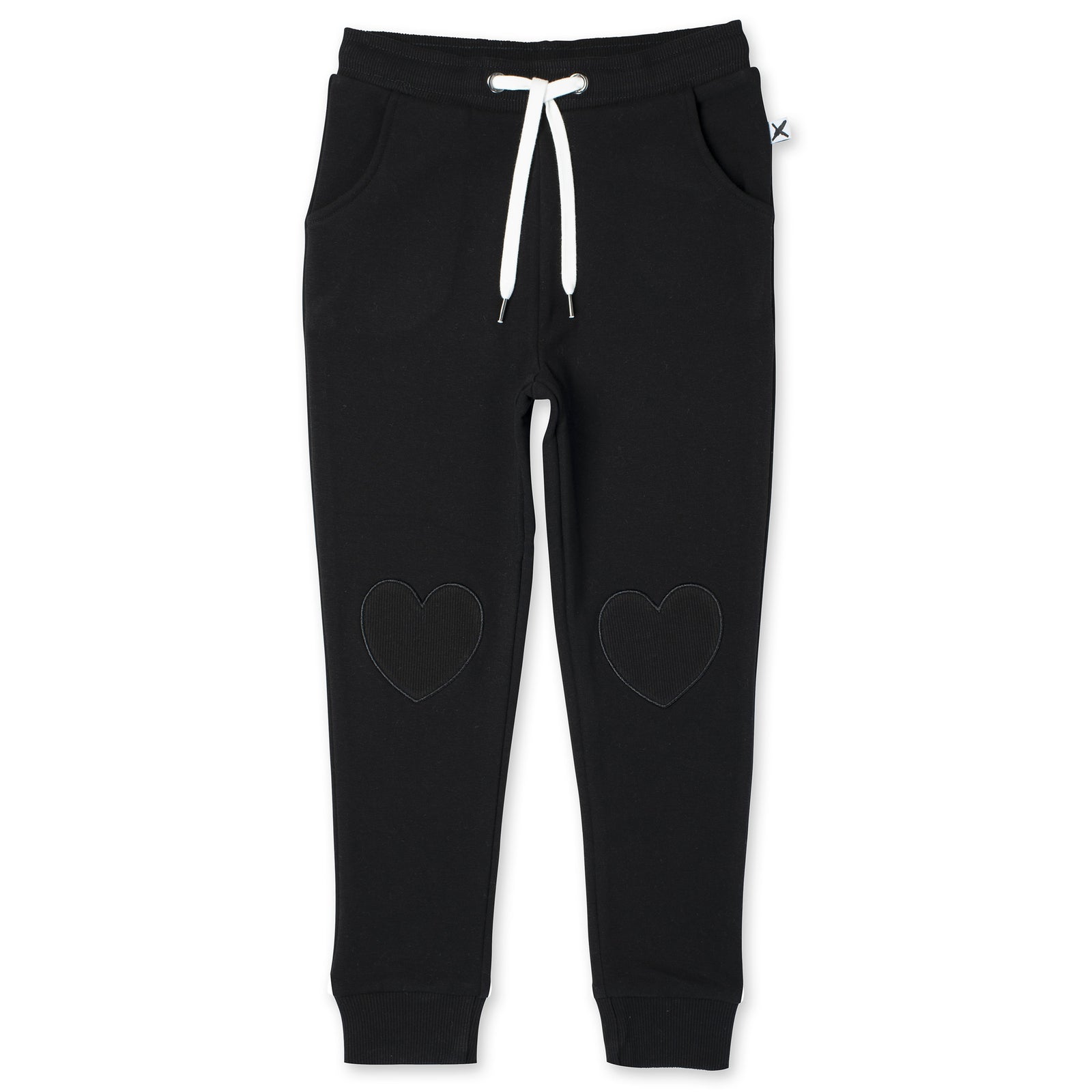 Minti Heart Patch Furry Trackies - Black