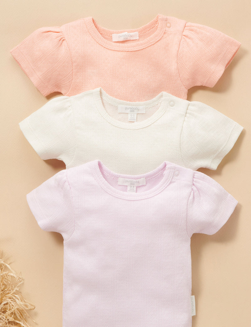 Purebaby Pointelle Tee - Mother Of Pearl