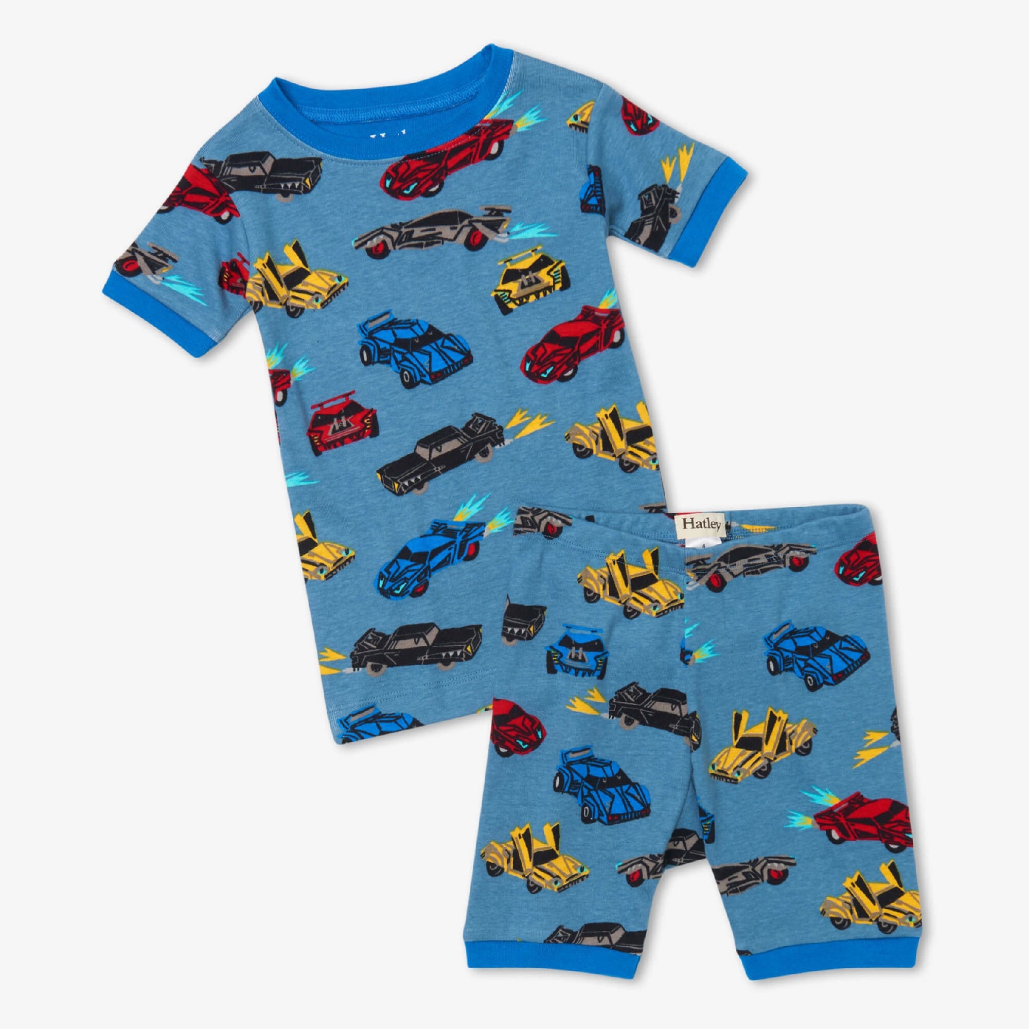 Hatley Boys Cars Organic Cotton Short Pajama Set - Blue